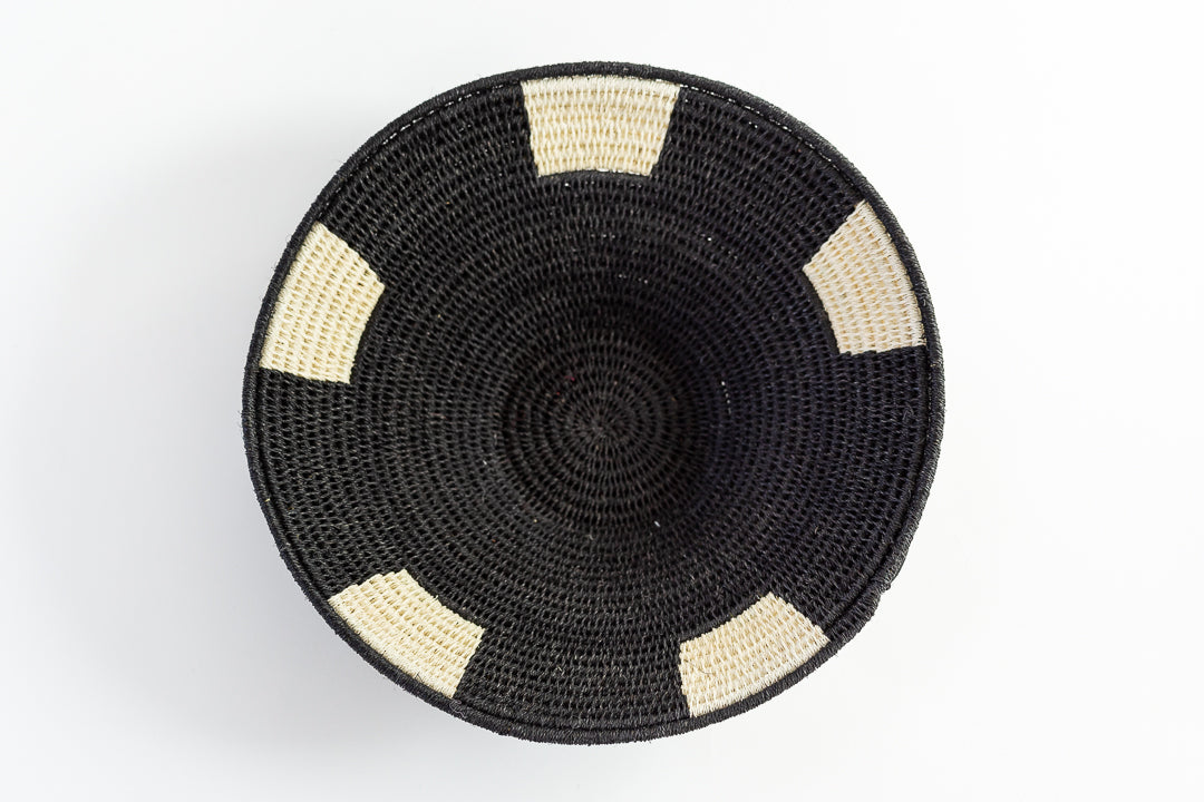 Small Black and White Sisal Basket by Alice