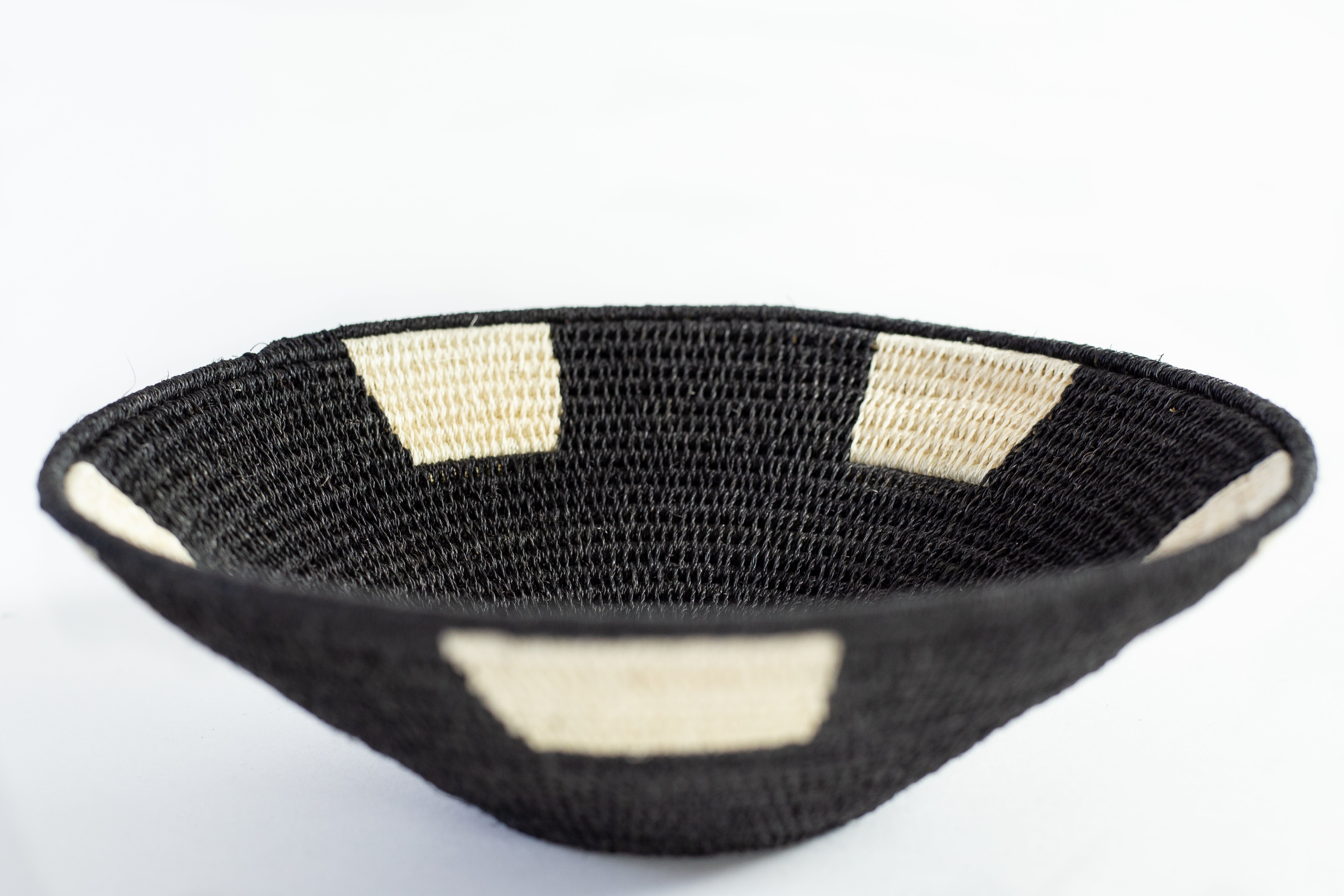 Small Black and White Sisal Basket by Alice