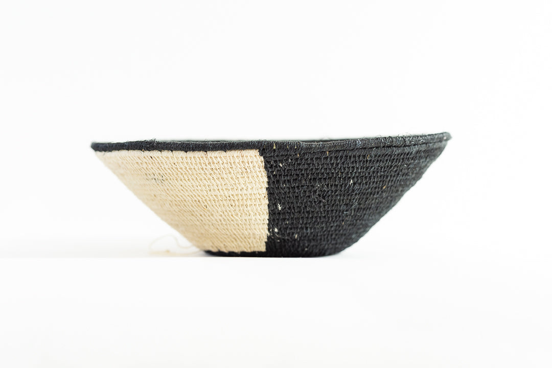 Black and White Sisal Basket by Ester