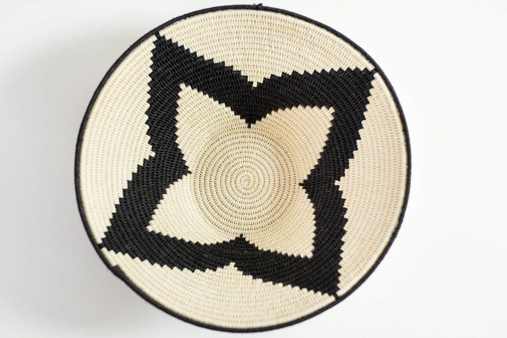 Large Black and White Sisal Basket by Alice