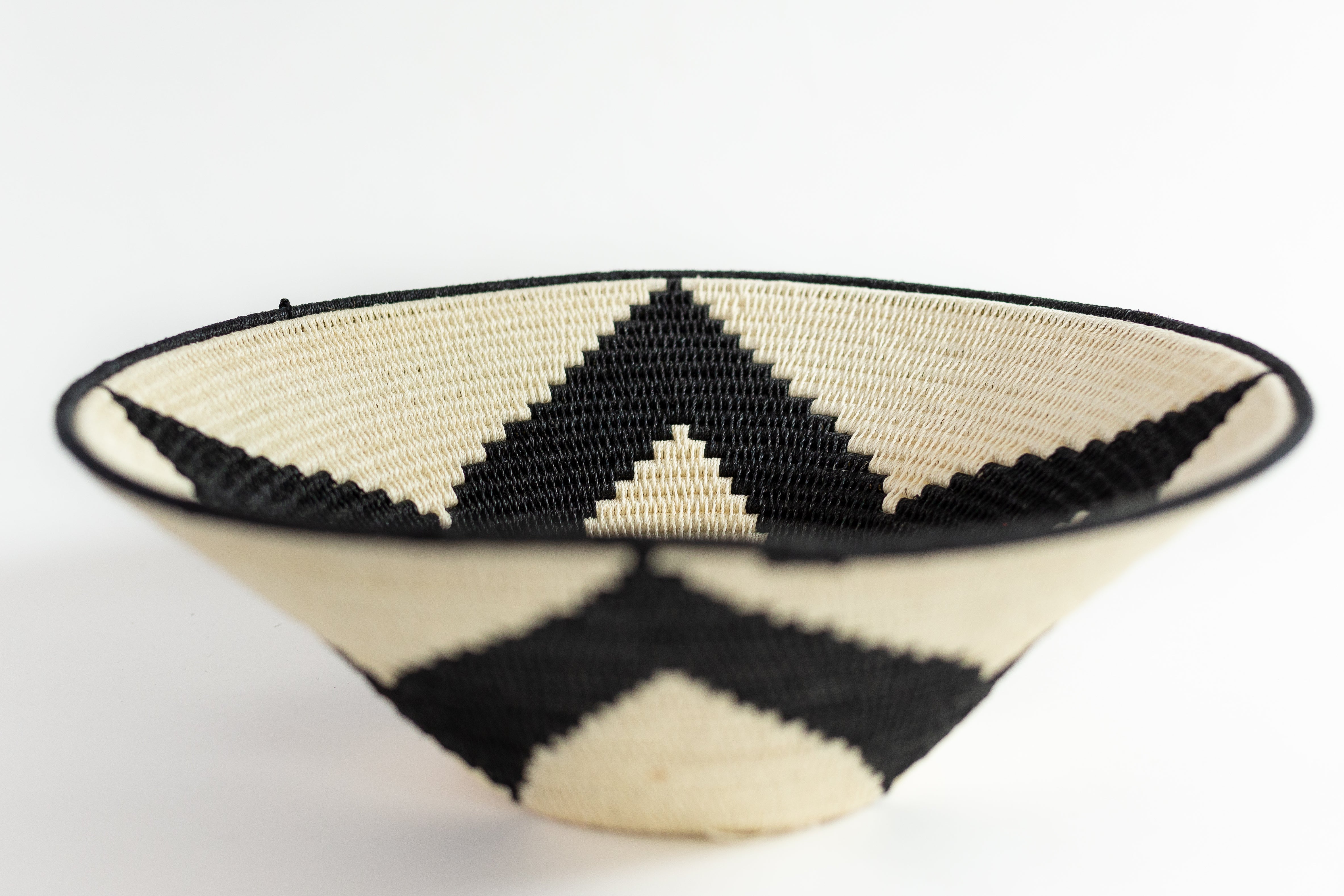 Large Black and White Sisal Basket by Alice